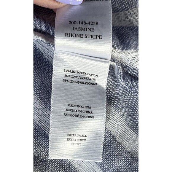 RAILS Woman's Sz XS Jasmine Blue White Rhône Stripe Linen Blend Smocked Dress - Picture 7 of 9